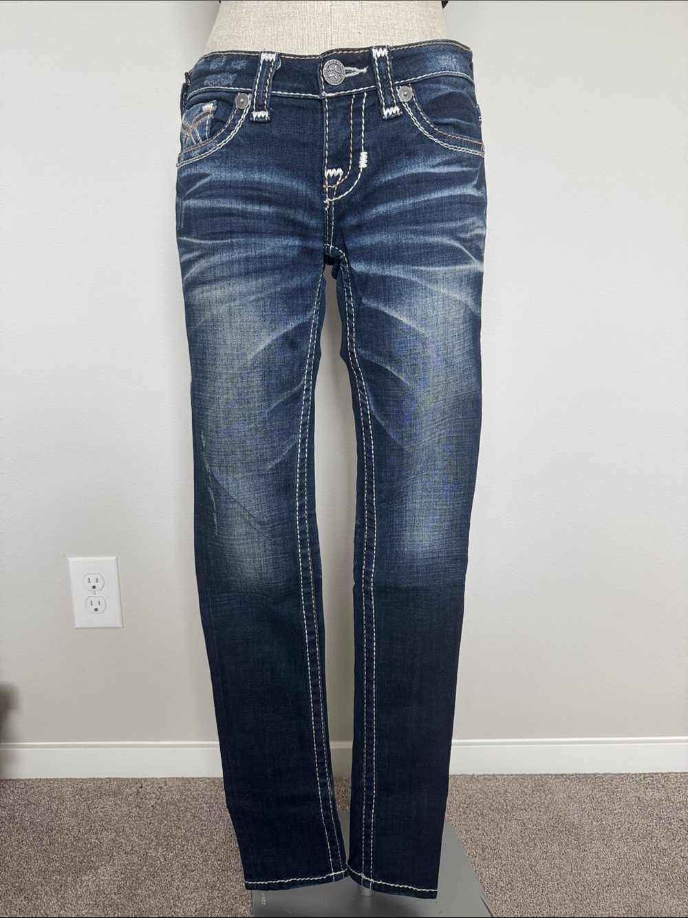 Big Star Denim Jeans in Dark Blue with White Stitching